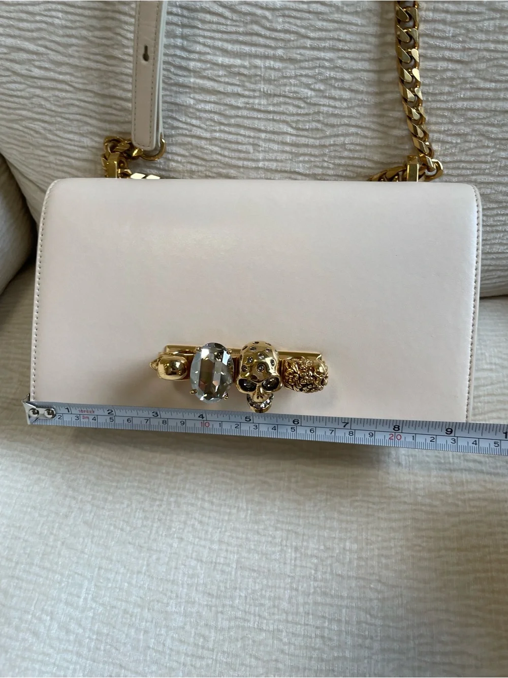 Alexander McQueen Knuckle Jeweled Satchel Shoulder Bag Swarovski Crystal Skull